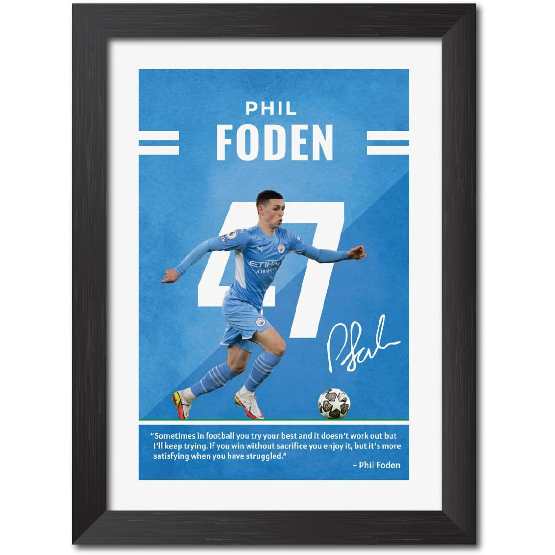 Tenorarts Phil Foden Poster Frame City Laminated Photo Print Framed Painting With Matt Finish Black Texture (12 Inches X 9Inches)