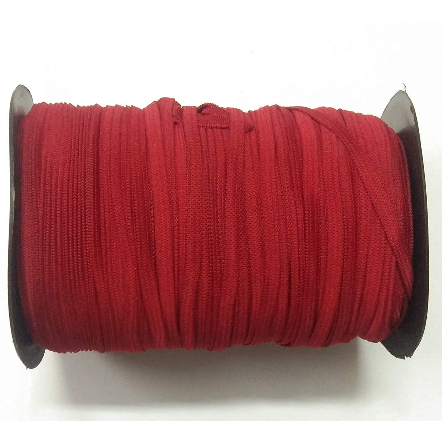 Omx 6Mm (1/4 Inch) Polyester Flat Braided Elastic Cord Band For Mask, Sewing, Crafts | Knit Sewing Crafts Diy Earloop For Mask Bent And Other Projects, C4 Size Elastic (Red, 25 Mtr)