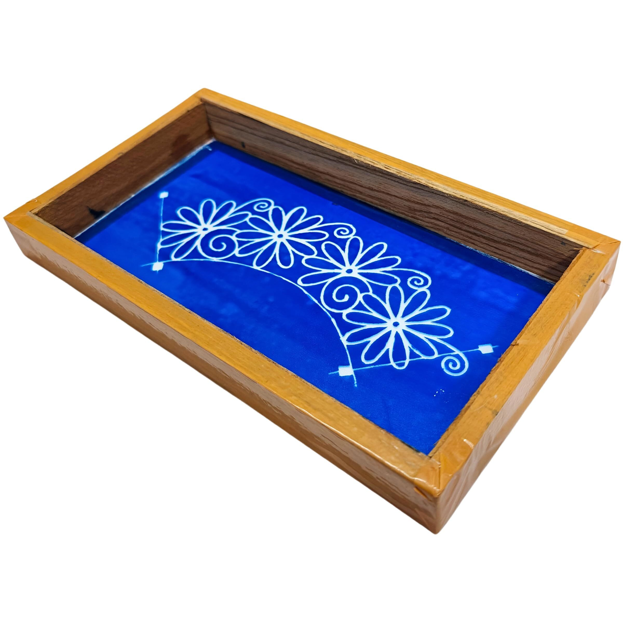 Anciently Semi Curved Flower Design Rangoli Stencil Wooden, Rangoli Sacha Wooden, 1 Piece (9X5 Inches)