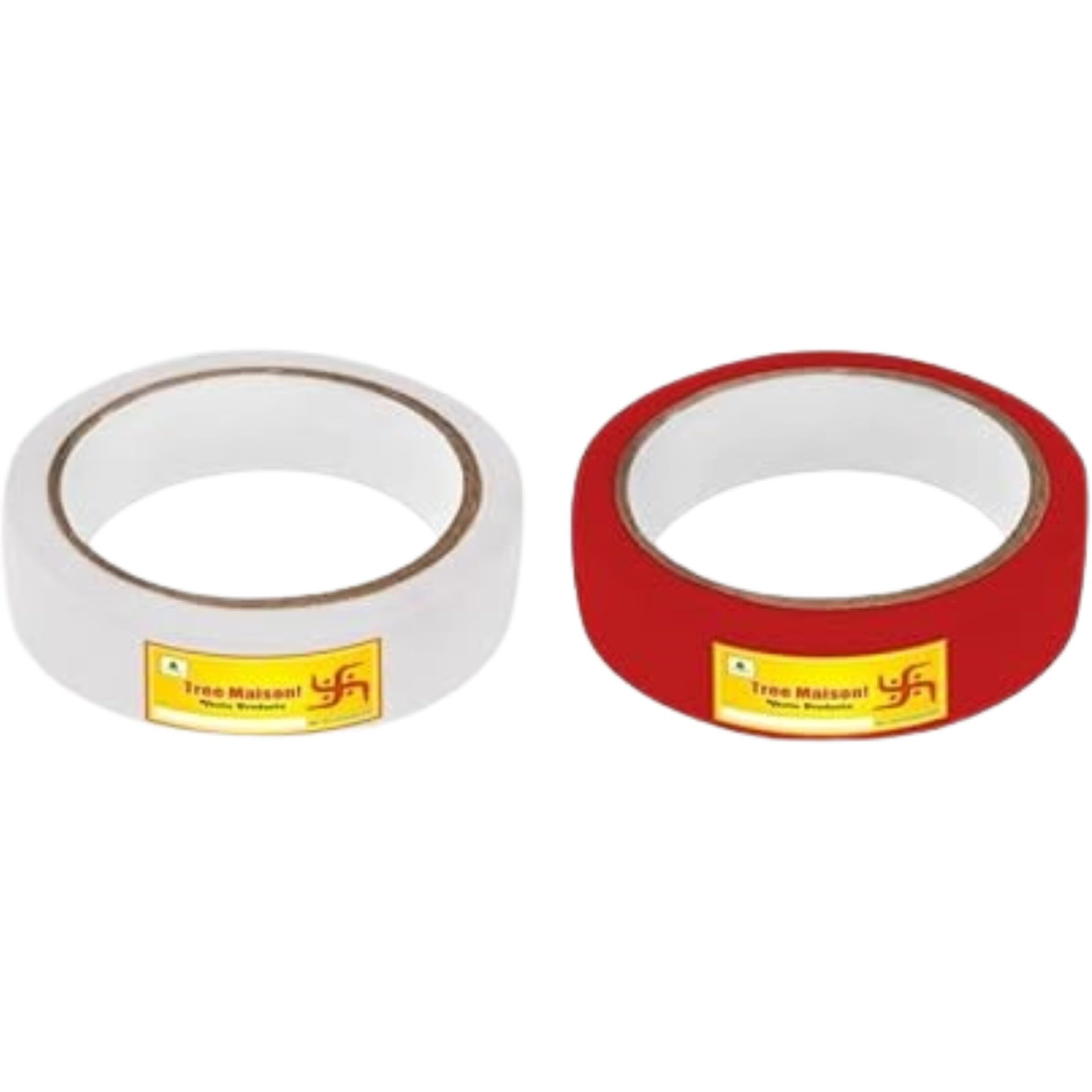 Tree Maison Coronating Homes Vastu White -Red Tape | Size - 1 Inch (24 Mm) Approx | Length- 20 Meter (Approx) | Vastu Tape Remedy For Toilet | Vastu Tape For Main Door Entrance | Pack Of 2