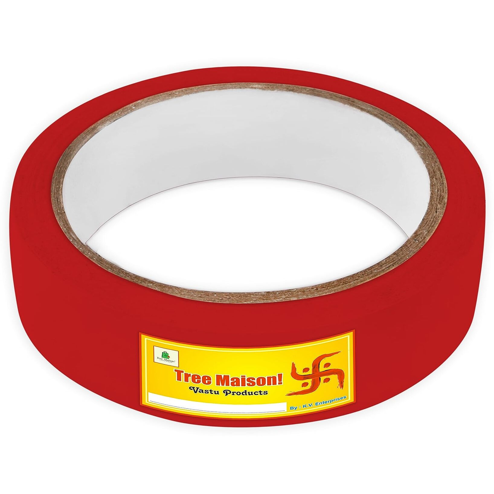 Tree Maison Coronating Homes Vastu White -Red Tape | Size - 1 Inch (24 Mm) Approx | Length- 20 Meter (Approx) | Vastu Tape Remedy For Toilet | Vastu Tape For Main Door Entrance | Pack Of 2