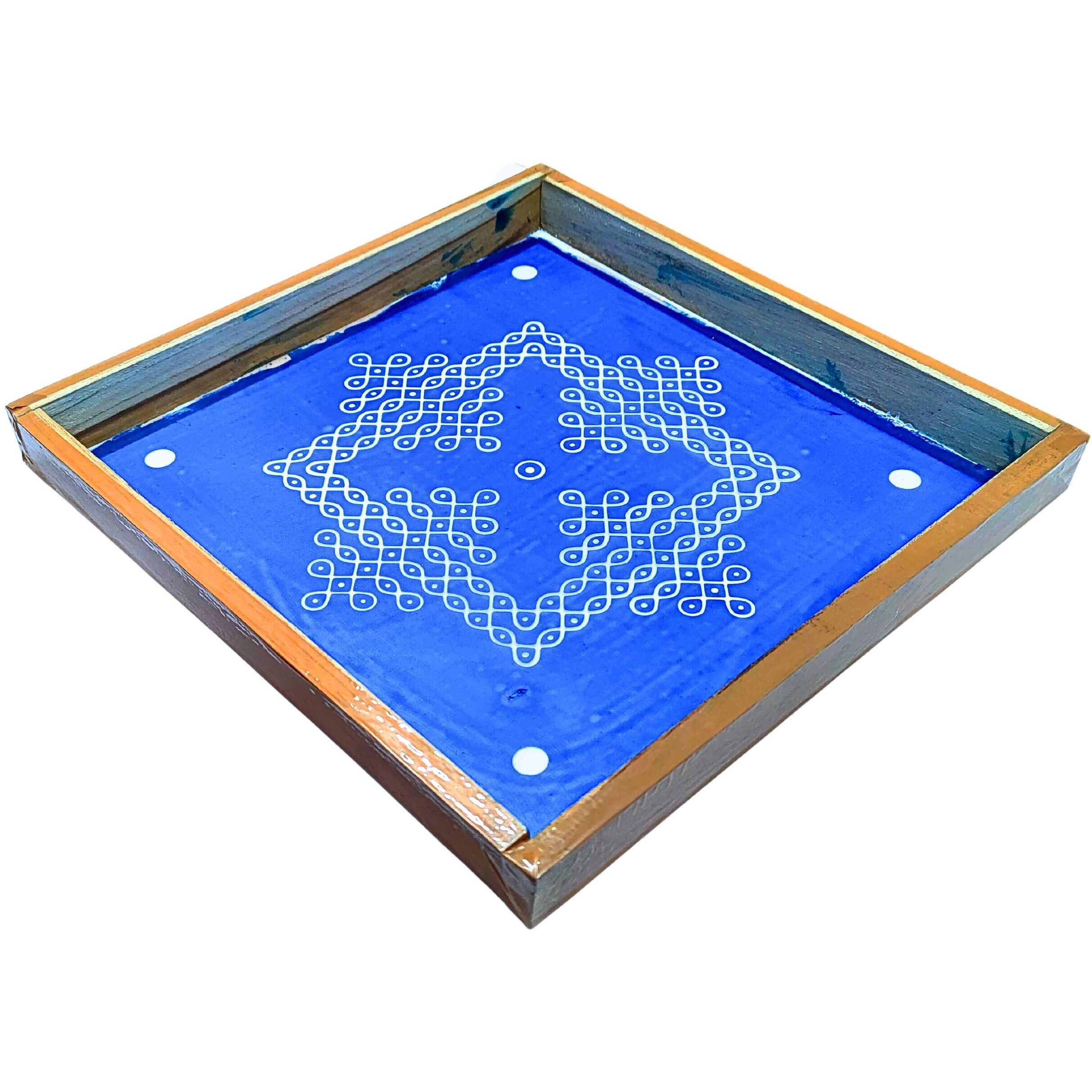 Anciently Kambi Kolam Rangoli Stencil Wooden(Design 4), Rangoli Sacha Wooden, 1 Piece (10X10 Inches)