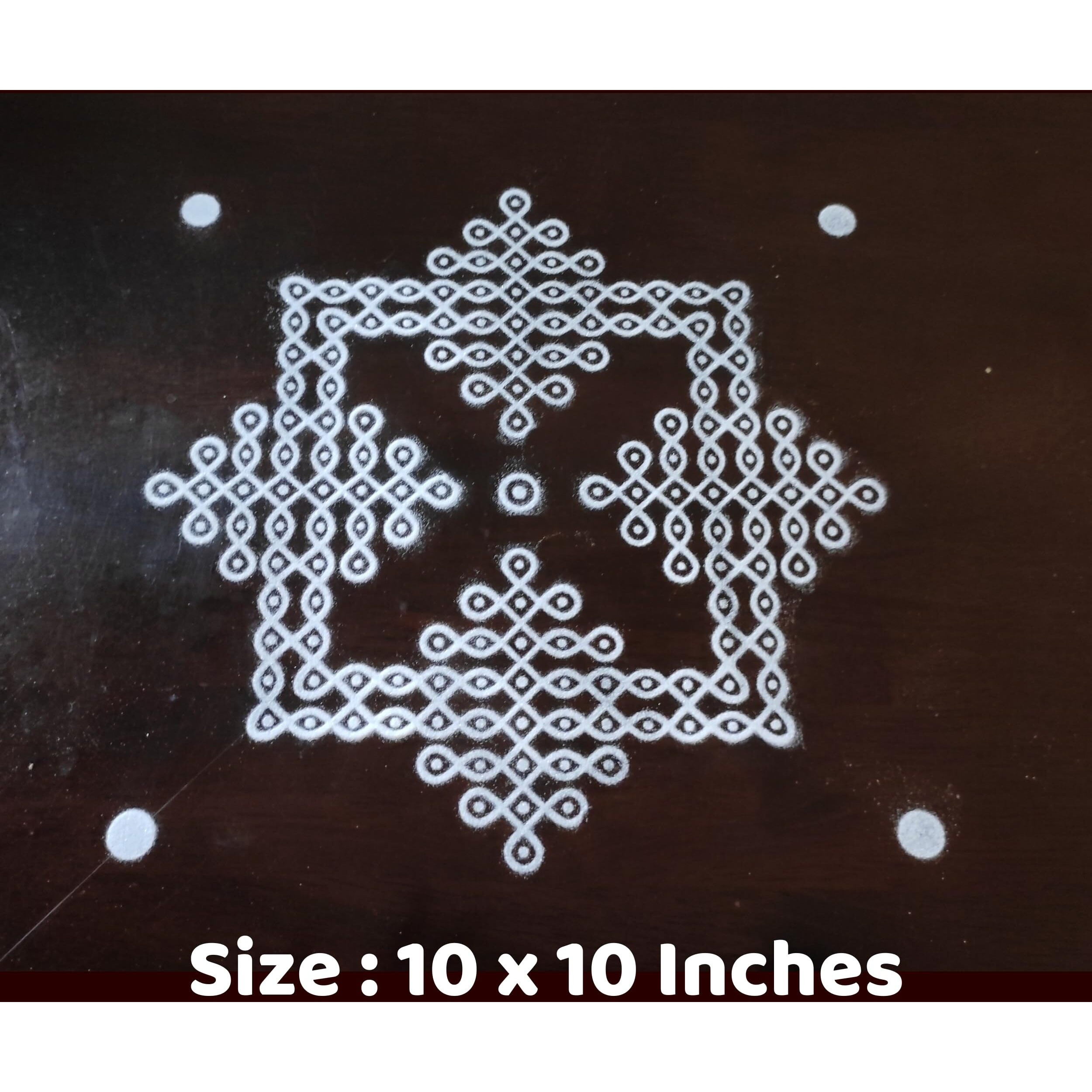 Anciently Kambi Kolam Rangoli Stencil Wooden(Design 4), Rangoli Sacha Wooden, 1 Piece (10X10 Inches)