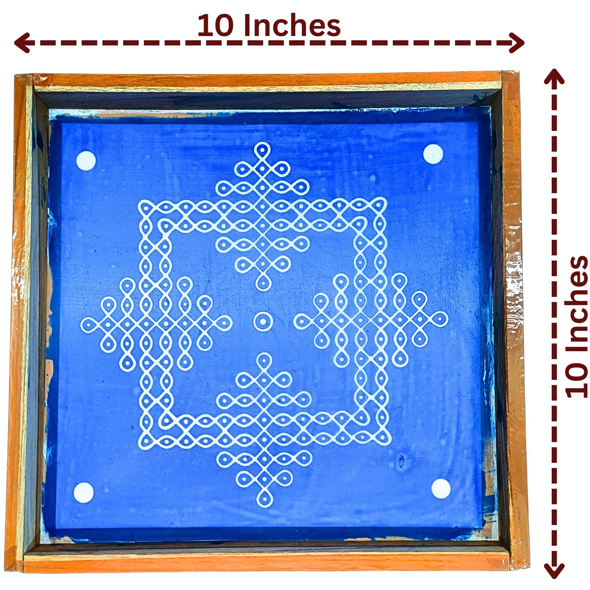 Anciently Kambi Kolam Rangoli Stencil Wooden(Design 4), Rangoli Sacha Wooden, 1 Piece (10X10 Inches)