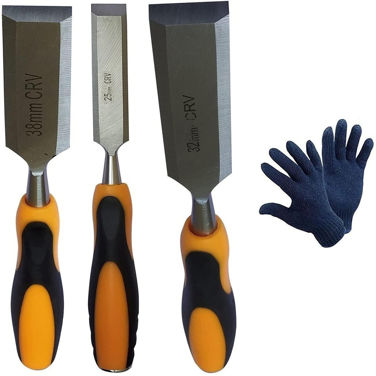 Inditrust 3 Pcs Wood Chisel Set With Striking Head And Comfortable Grip - Bevel Edge, Chromium-Vanadium Steel Blades, 25Mm, 32Mm, 38Mm