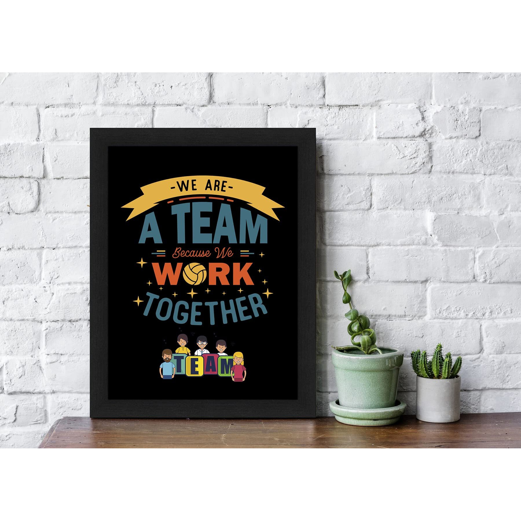 Interio Crafts - Team Work Motivational Wall Frames - Motivational Frames For Office Wall Decor - Inspirational Quotes Framed Poster - Synthetic Wood - 13 X 10 Inches