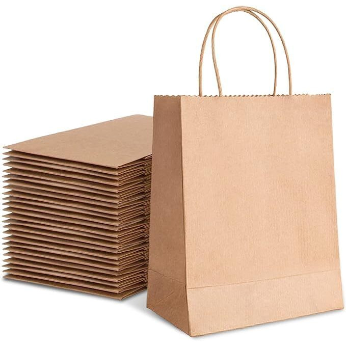Aakriti Gift Bags Paper Gift Bags Brown Paper Bags With Handles Bulk Wedding Party Favor Bags, Kraft Grocery Shopping Bags, Retail Merchandise Bags (10&quotX4&quotX12.5" Inch, Pack Of 100 Pcs)