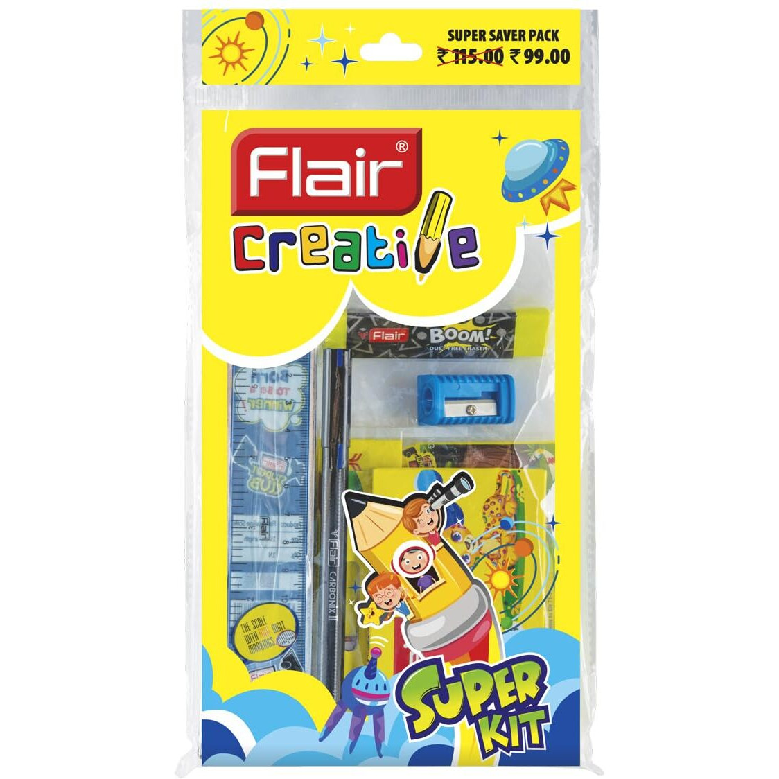 Flair Creative Series Super Smart Kit | Combination Smart Kit For Your Creative Need | Use For Writing, Colouring, Drawing & Shading | Stationery Kit Ideal For Gifting | Pack Of 1 Kit