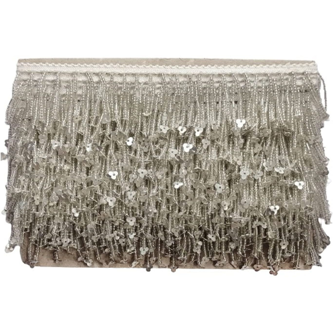 Ucc Products Silver Chir Soldi Metal Sequens Lotkan Border Lace For Dresses Sarees Lehenga Suits Blouses Dupatta Chunri & Craft (9-M, Silver) Lace Reel (Pack Of 1)