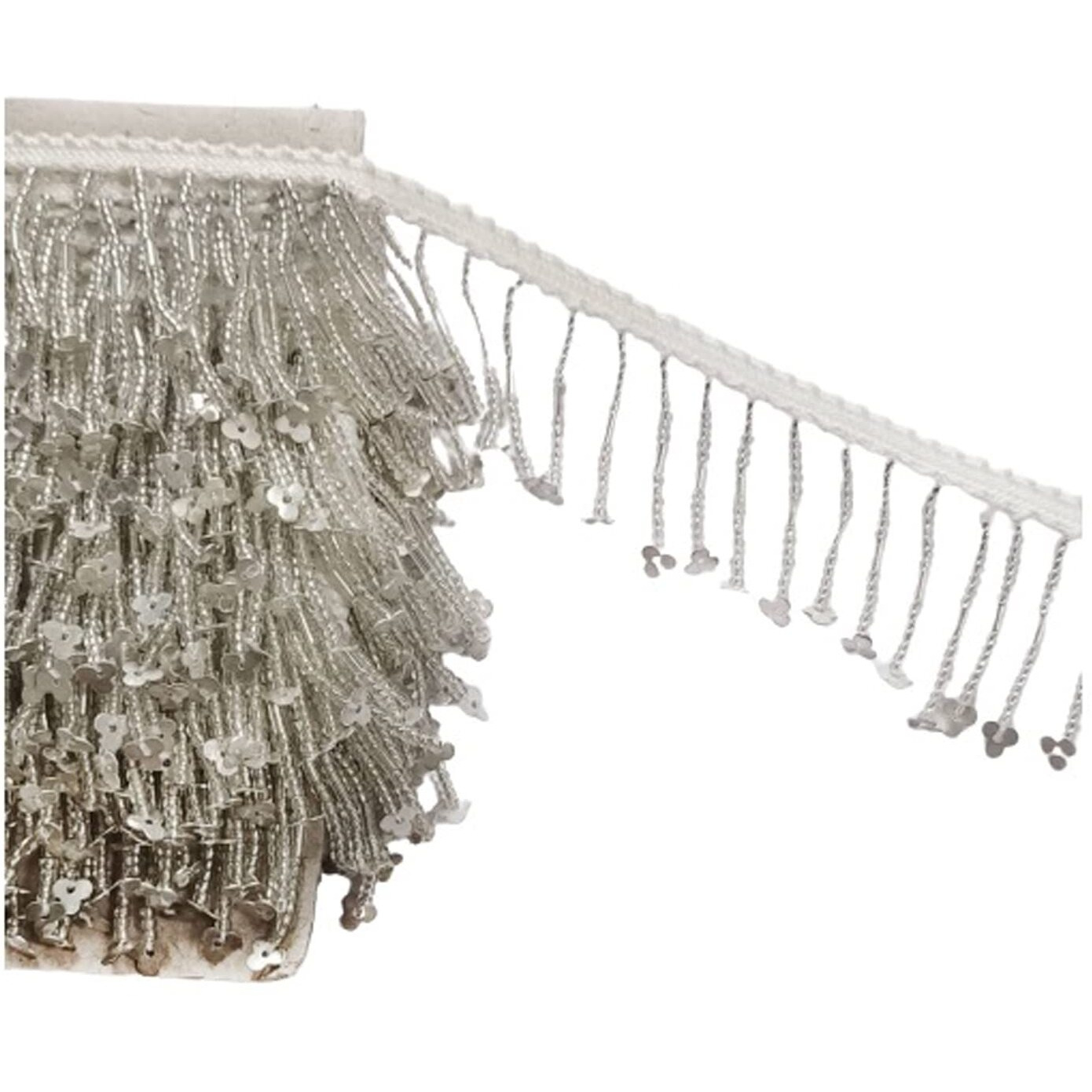 Ucc Products Silver Chir Soldi Metal Sequens Lotkan Border Lace For Dresses Sarees Lehenga Suits Blouses Dupatta Chunri & Craft (9-M, Silver) Lace Reel (Pack Of 1)