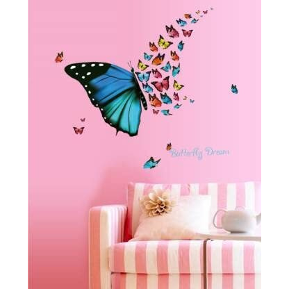 Dreamkraft Dynamite Colorful Butterflies Decorative Design Vinyl Self Adhesive Peel And Home Decor (Multicolor, 56 Cm X 82 Cm)