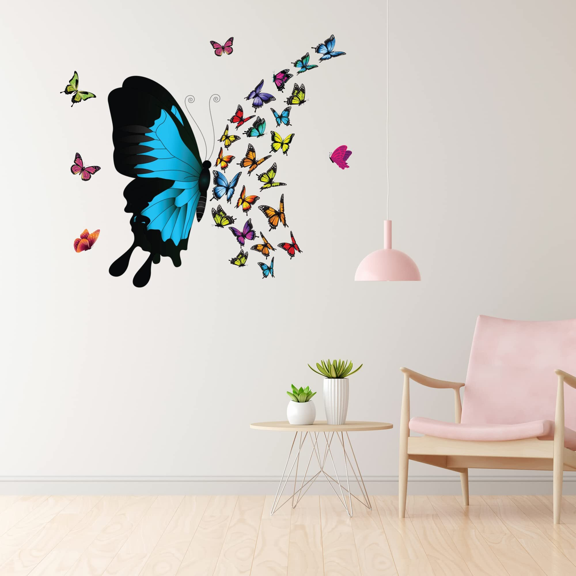Dreamkraft Dynamite Colorful Butterflies Decorative Design Vinyl Self Adhesive Peel And Home Decor (Multicolor, 56 Cm X 82 Cm)