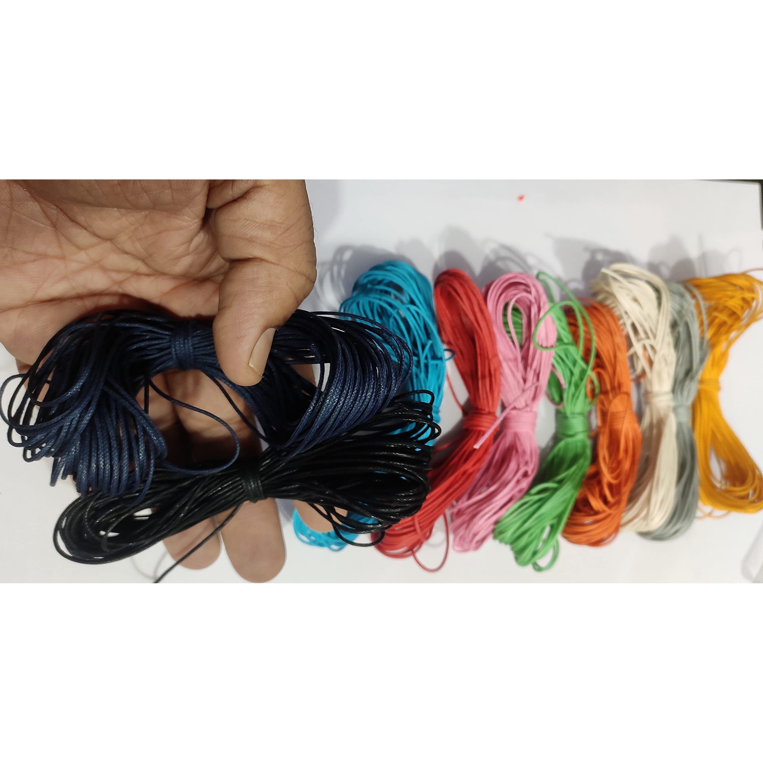 Omx Waxed Cotton Cord Wire 10 Colours, 0.5Mm - Total 100 Mtr (Colour Mix, 10Mtr Each)