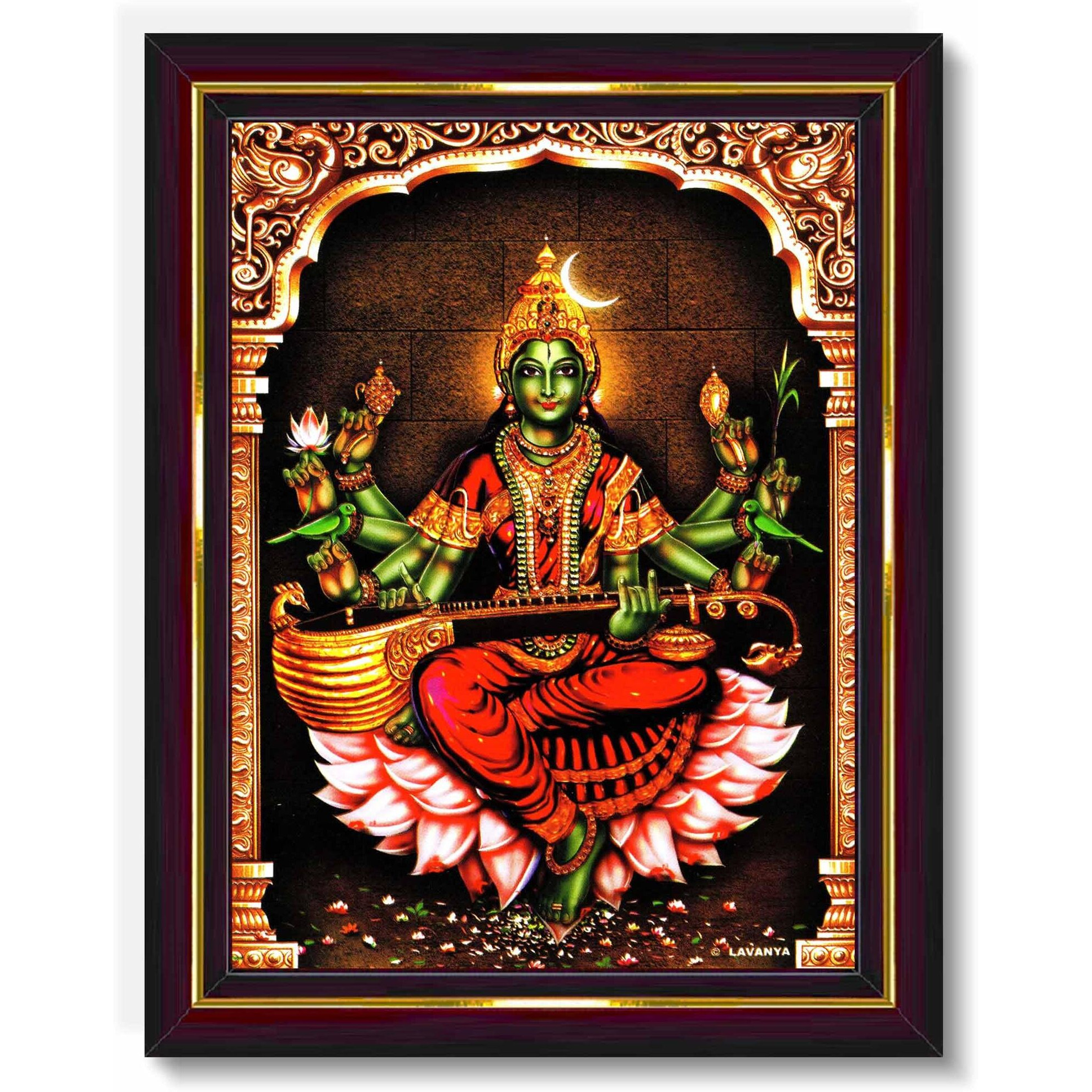 Pavan Photo Laminations Raja Syamala Devi Shyamala Matangi Wall Painting Framed Home Decor (Wood,Matte,Brown,Big Size,10 X 12 Inch) B1727M