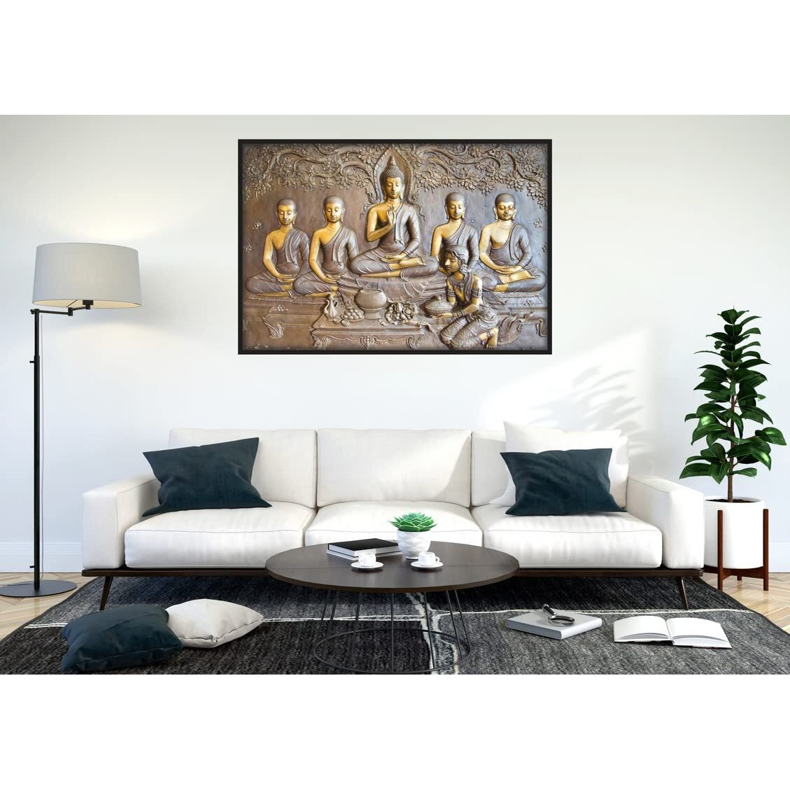 Sai Arts 3D Wall Sticker Gautam Buddha For Living Room, Office Wall Dcor Buddha Wall Art (35 X 24 Inch)