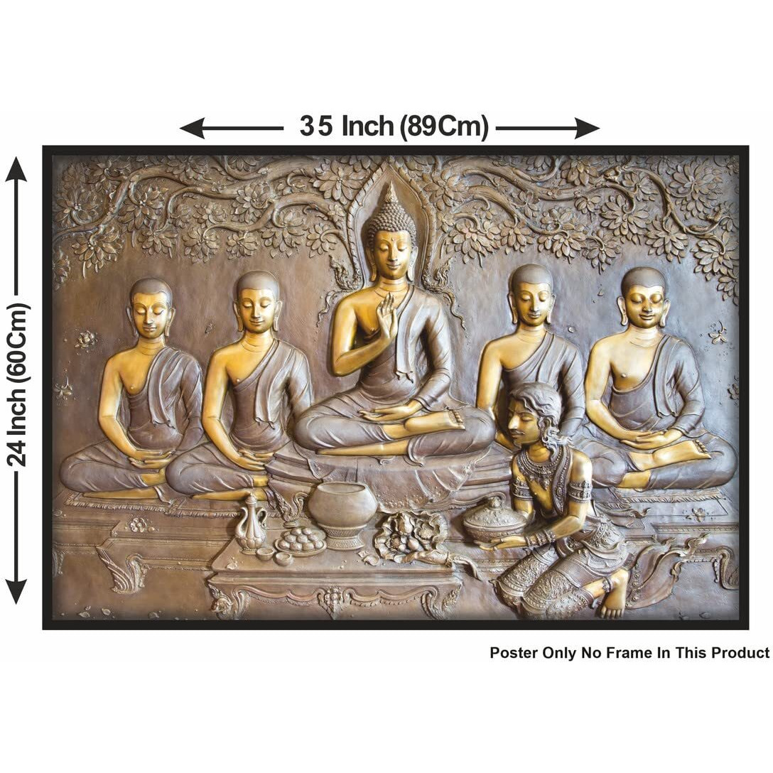 Sai Arts 3D Wall Sticker Gautam Buddha For Living Room, Office Wall Dcor Buddha Wall Art (35 X 24 Inch)