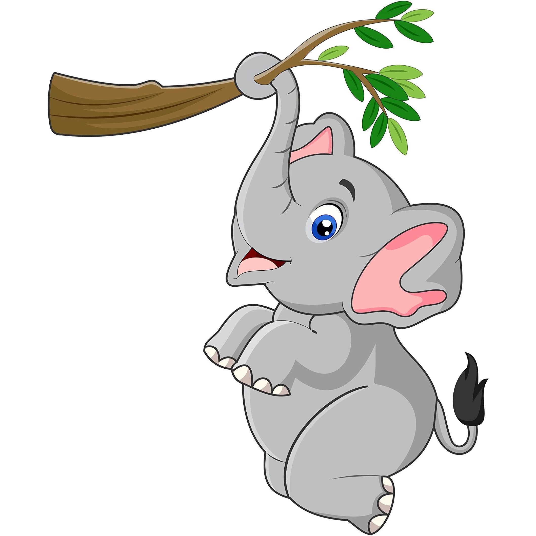 Dreamkraft Hanging Elephant On Tree Branch Animal, Botanical Wall Sticker (Multicolor Pvc Vinyl 94 X 79Cm)