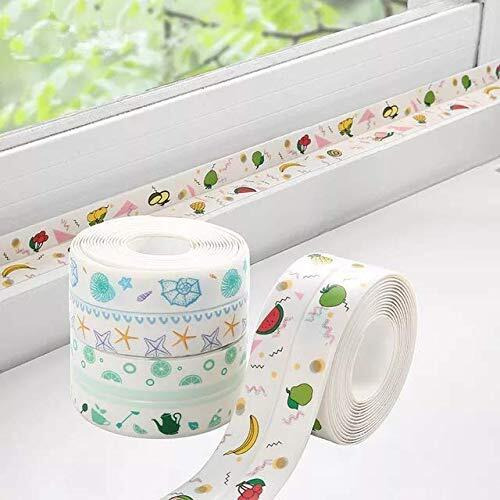 Ravirandal Waterproof Tape For Kitchen Sink Oil Proof Caulk Tape Kitchen Sink Tape Waterproof For Corner Caulk Strip Self Adhesive Sealing Tape Gap Sealer For Platform Bathroom 3.2M -1Pcs (Multi Print)