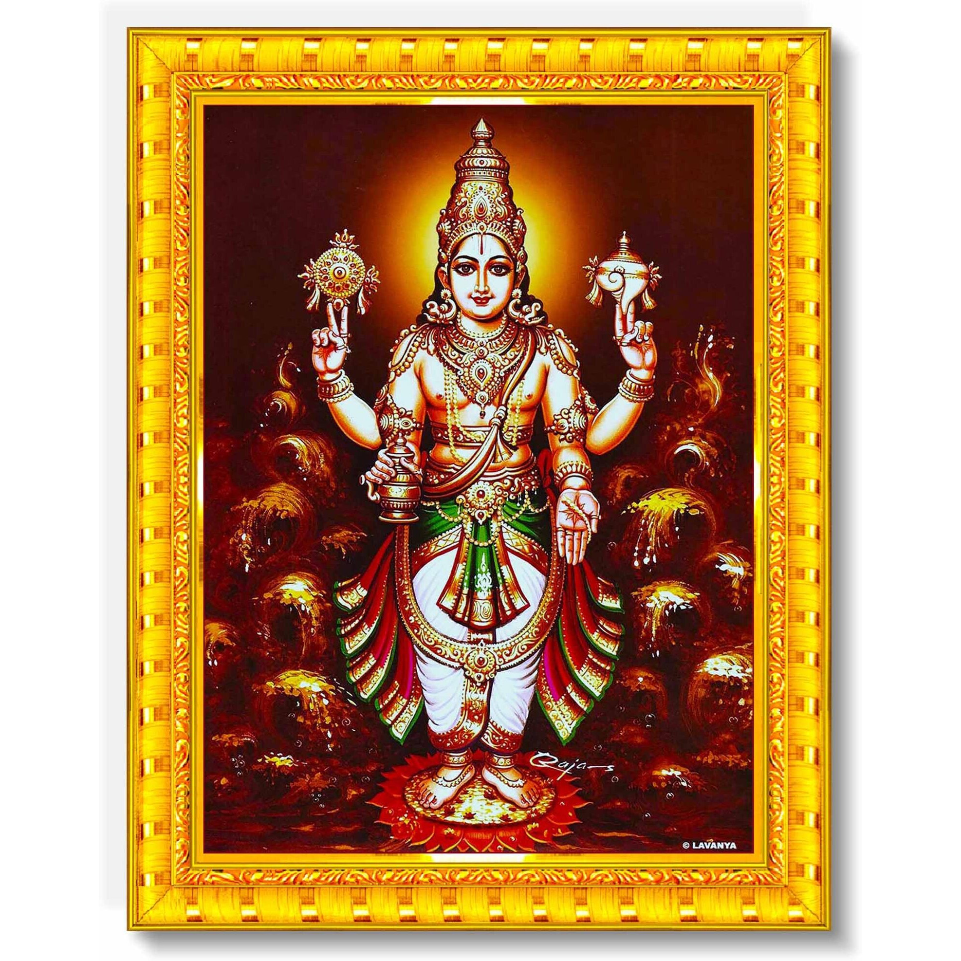 Pavan Photo Laminations Dhanwantari Dhanvantari Dhanvantri Dhanwantri Wall Painting Framed Home Decor (Wood,Matte,Gold,Small Size,6 X 8 Inch) R650S