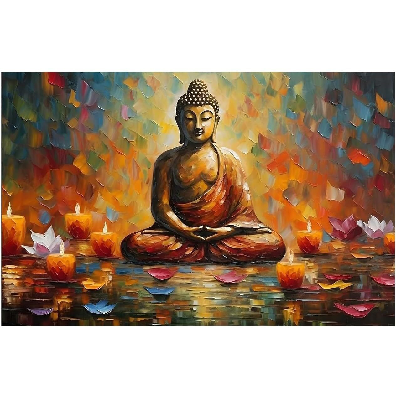 Rosastella Buddha Unframed Canvas Painting  Spiritual Wall Poster For Home, Bedroom, Living Room & Office Dcor  24X36 Inch (Buddha)