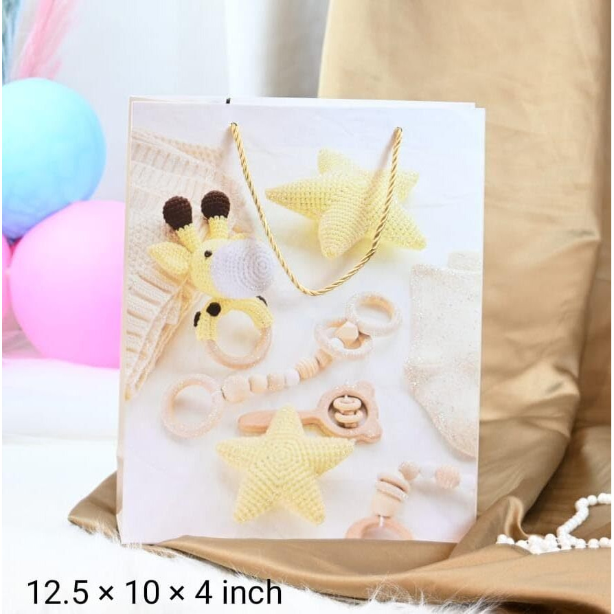 Satyam Kraft 6 Pcs Paper Bags Gift Bags Cool Design With Handle Gift Paper Bag,Christmas, Gift For Gifting, Marriage Return Gifts,Xmas,Birthday, Wedding,Party, Season's Greetings (Big) (Design 2)
