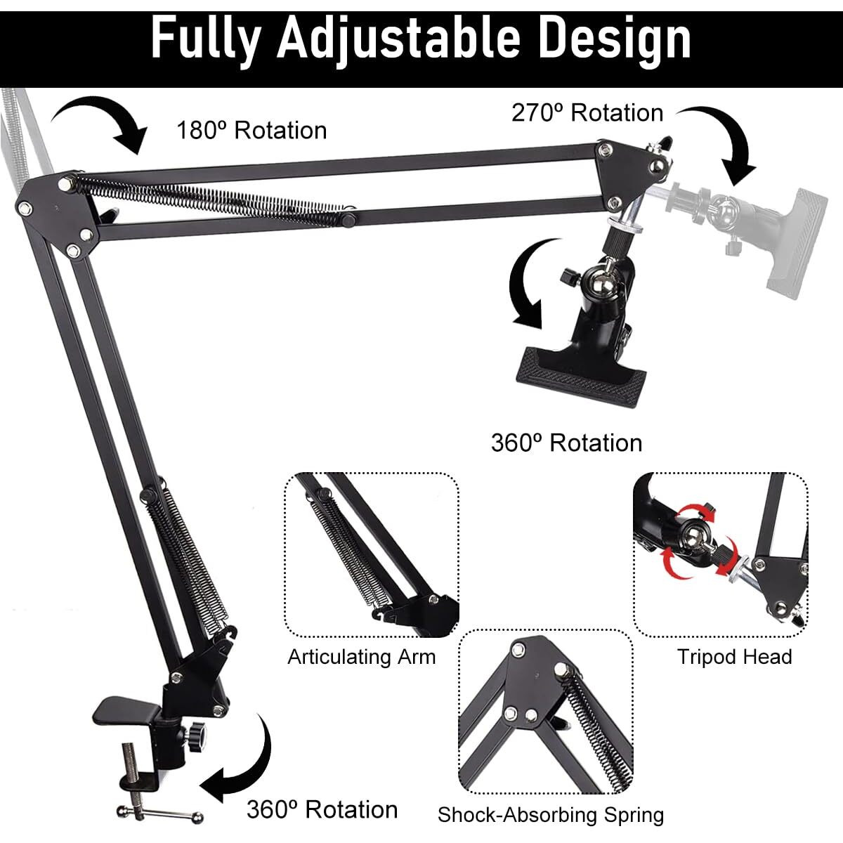 Hasthip Embroidery Hoop Holder Metal Embroidery Hoop Stand 360 Adjustable Embroidery Stand Retractable Arm Design Screw Fixing Desk Embroidery Hoop Stand Third Hand For Diy Embroidery Craft.
