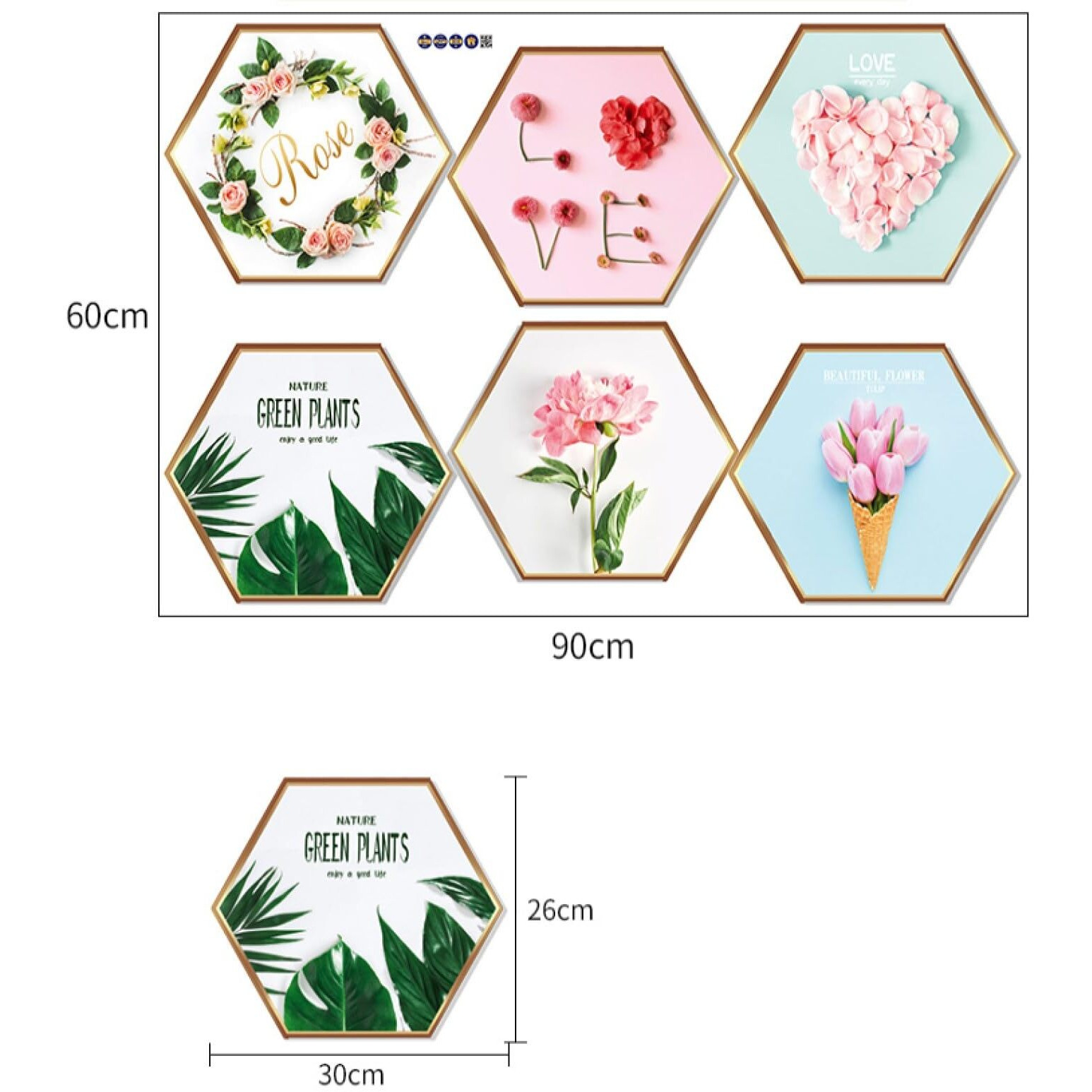 Jaamso Royals Tropical Plants Pattern Frame Wall Stickers For Living Room Flowers, Floral Wall Stickers, Flower Sticker, Nature Wall Stickers, Garden Stickers For Walls Of Home- Multi (60Cm X 90Cm)