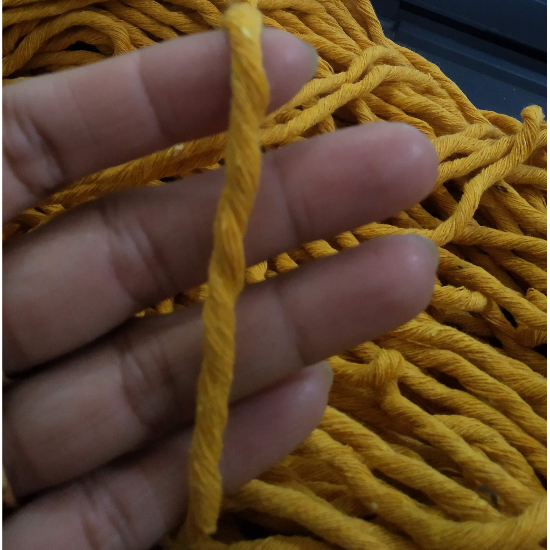 Pooja Ki Potli 4Mm Single Strand 100 Mtrs Cotton Cord/Dori Thread For Macrame Projects (Turmeric Yellow)