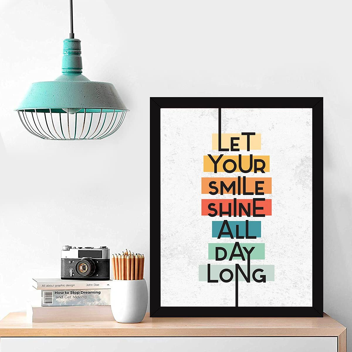 Chaka Chaundh - Smile Quotes Wall Frames - Happiness Quotes Wall Frames - Smile Frame - Smile Posters For Room - Happy Quotes Posters (13.6 X 10.6 Inches)