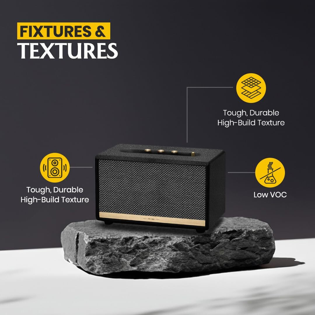 Granotone Roller Grade Speaker Cabinet Texture Coating Paint - Quick-Drying, Extra Coverage For Texturised Finish, Water-Based, Long-Lasting Foundation, Black, 5 Kg