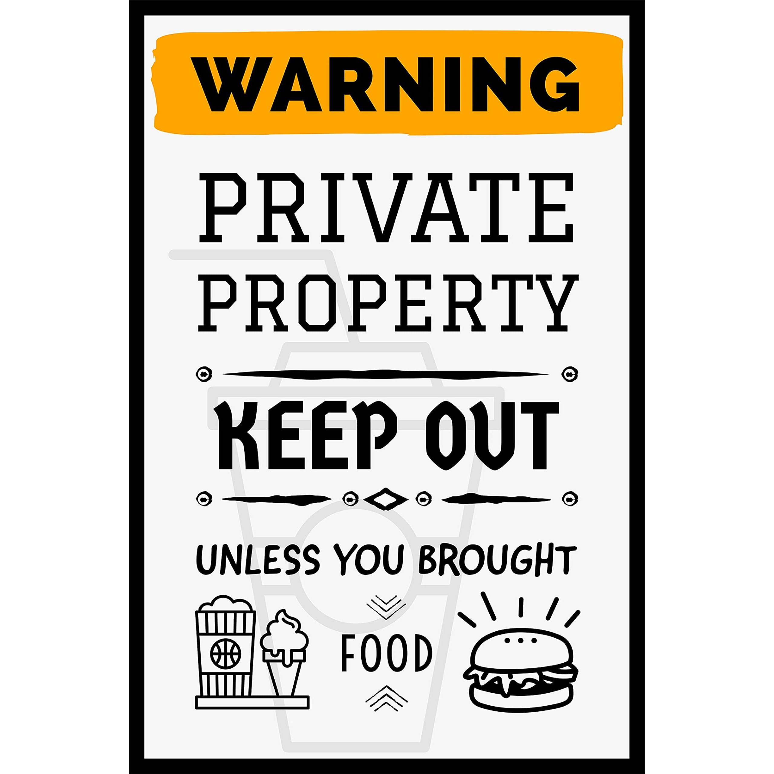 Printnet Warning Private Property Poster | Funny Poster | Hd Poster For Wall Decor (12X18-Inch, 300Gsm Thick Paper, Laminated, Multicolour)