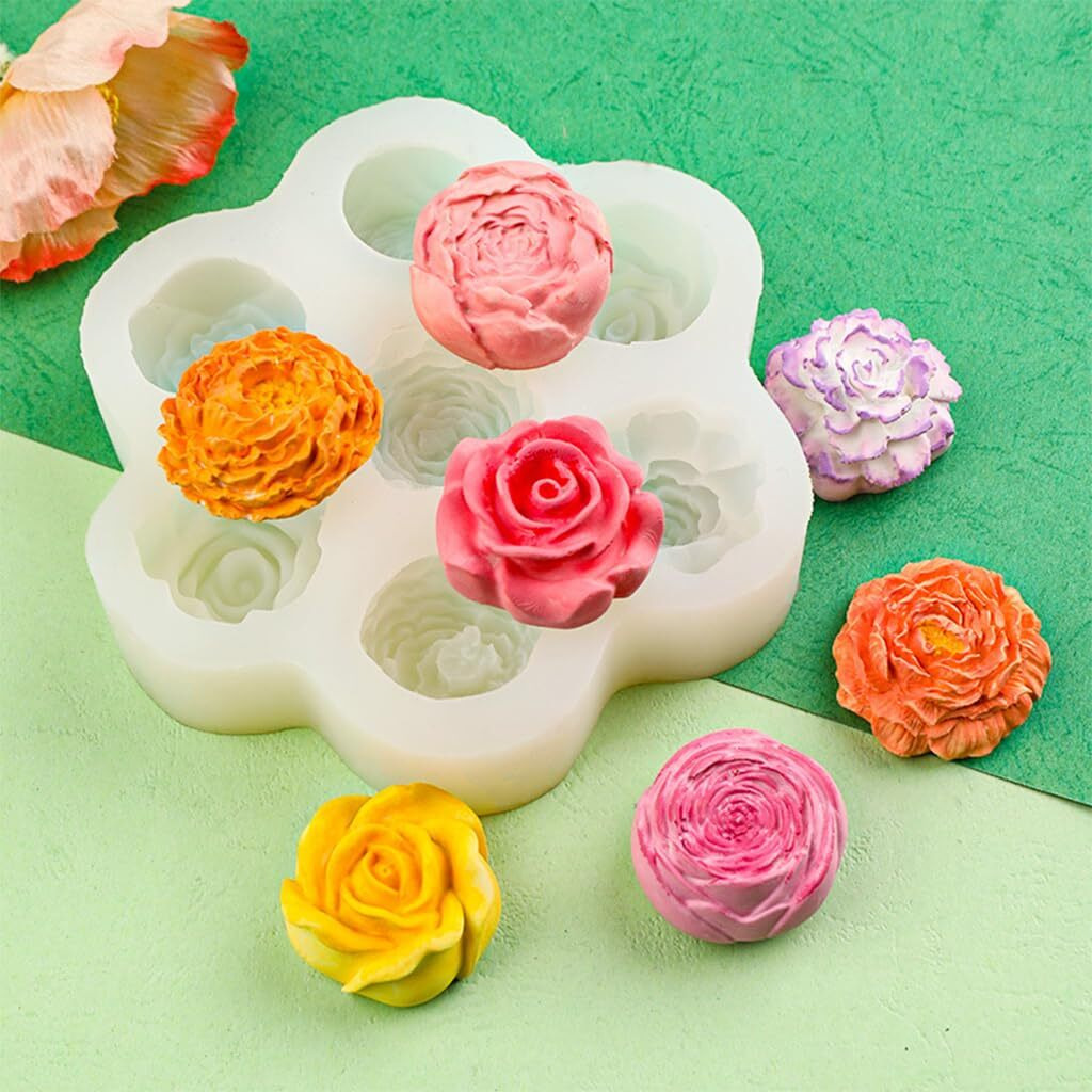 Zibuyu 3D Candle Mould, Soap Moulds For Soap Making 7-Chamber Assorted Flower Designed Silicone Mold Diy Hand Craft Floral Mold Food Grade Silicone Mold For Diy Chocolate, Scented Candle, Hand Soap
