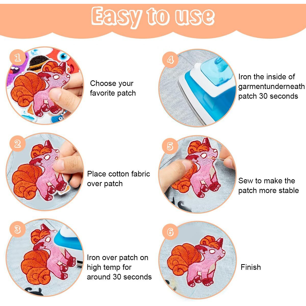 Fancyku 16Pcs Cartoon Patches Mixed Iron On Embroidered Applique Sew On Patch Diy Clothing Craft Decoration Accessories