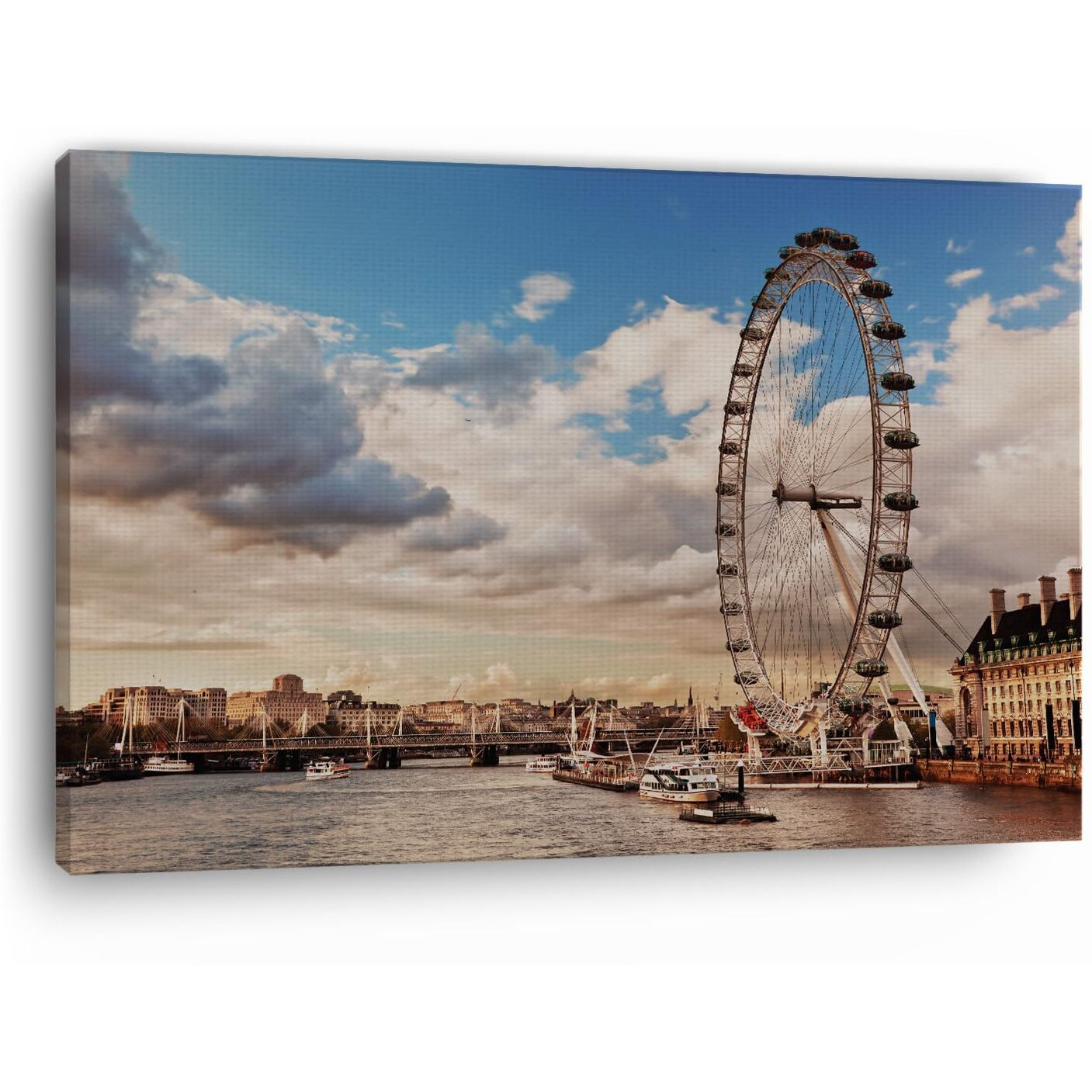Truecanvas London Eye, Wooden Framed Canvas Paintings For Home Decor | Bedroom, Living Room,Wall Decoration | Hd Print Canvas | Wall Art Painting, Size 16 X 24 Inch