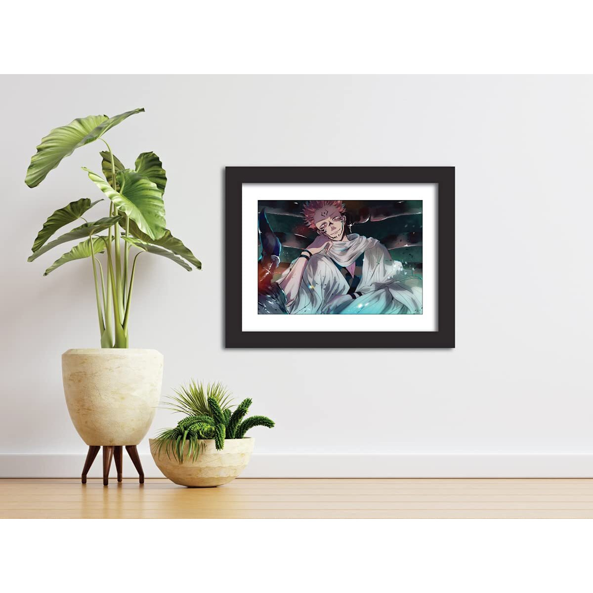 Tenorarts Sukuna Poster Jujutsu Kaisen Anime Laminated Poster Framed Painting With Matt Finish Black Frame (12Inches X 9Inches)