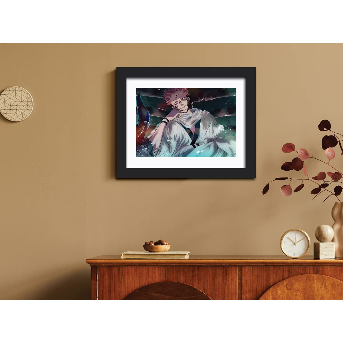 Tenorarts Sukuna Poster Jujutsu Kaisen Anime Laminated Poster Framed Painting With Matt Finish Black Frame (12Inches X 9Inches)
