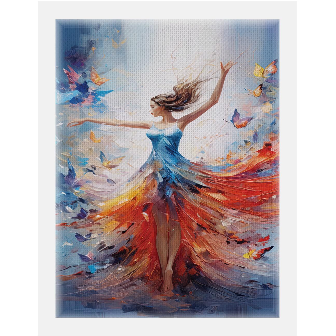 Uncover Mystery Dancing Girl Painting Print On Polyster Canvas Framed, Wall Art For Home, Office, Living Room Wall Decoration, (Size - 9.75 X 13.25 In), Frame Color  -White-347