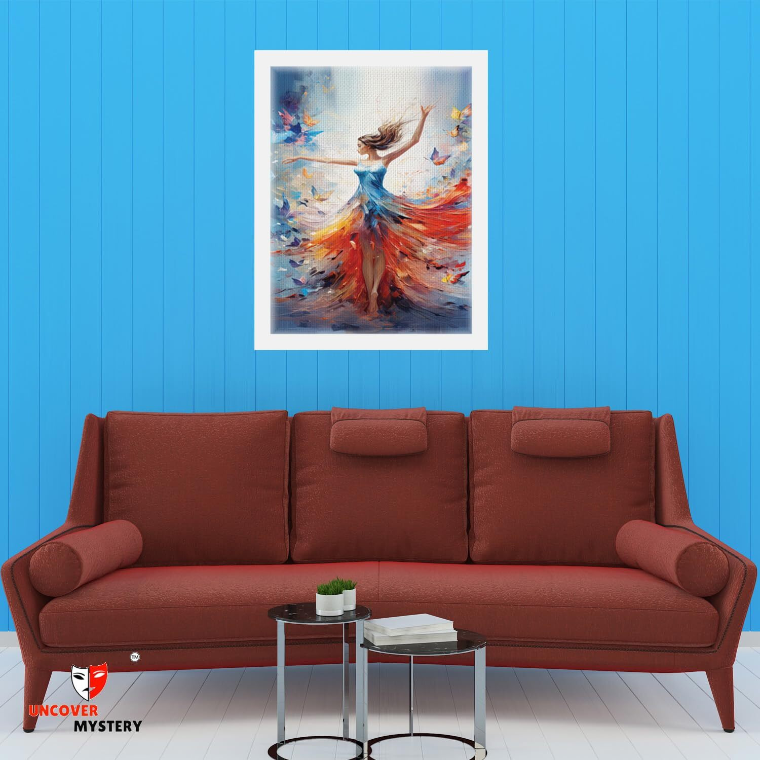 Uncover Mystery Dancing Girl Painting Print On Polyster Canvas Framed, Wall Art For Home, Office, Living Room Wall Decoration, (Size - 9.75 X 13.25 In), Frame Color  -White-347