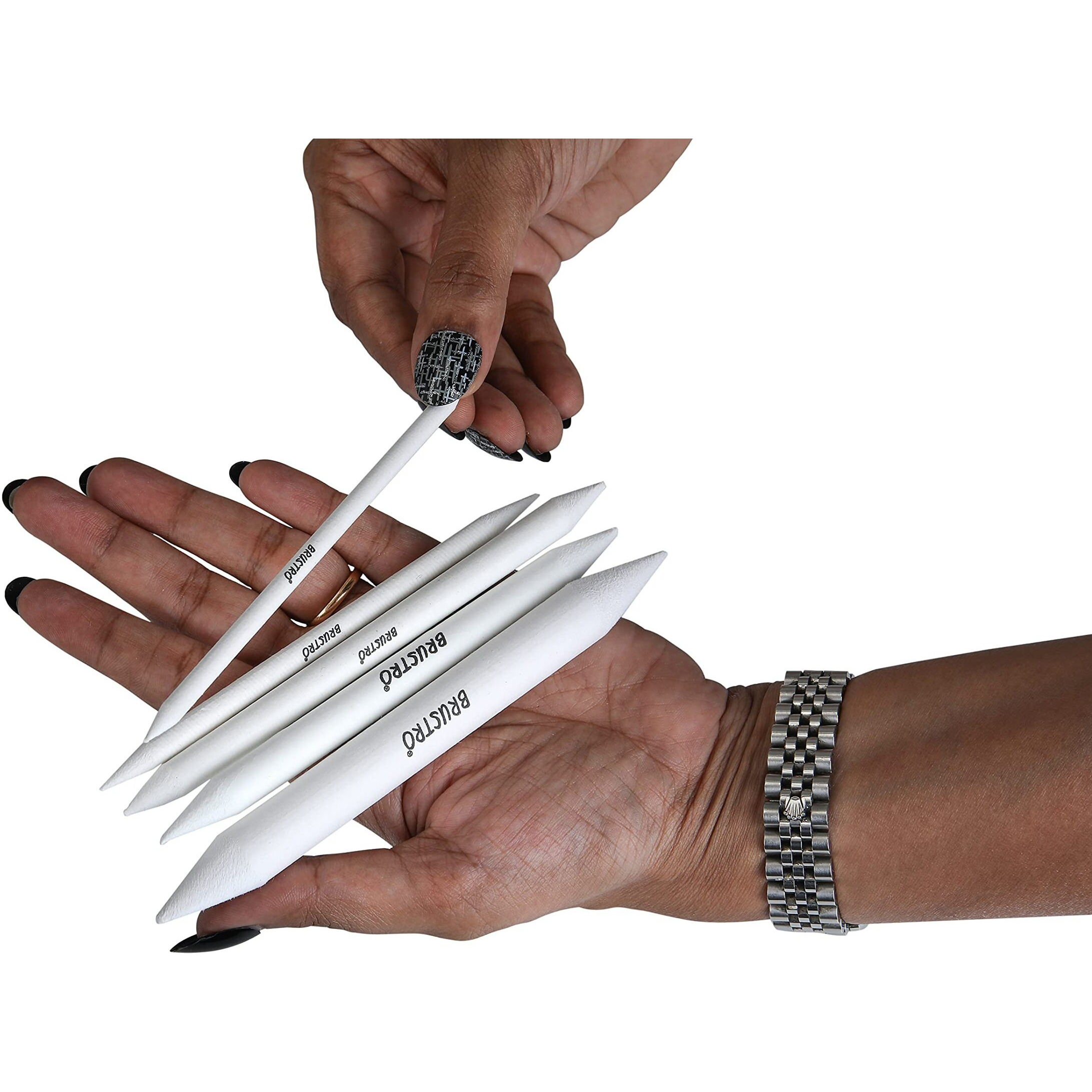 Brustro Blending Stump | Set Of 5 | White | Both End Pointed, Ideal For Students, Artist, Charcoal, Sketch, Drawing Tools, Smooth Blending, Mixing &Shading