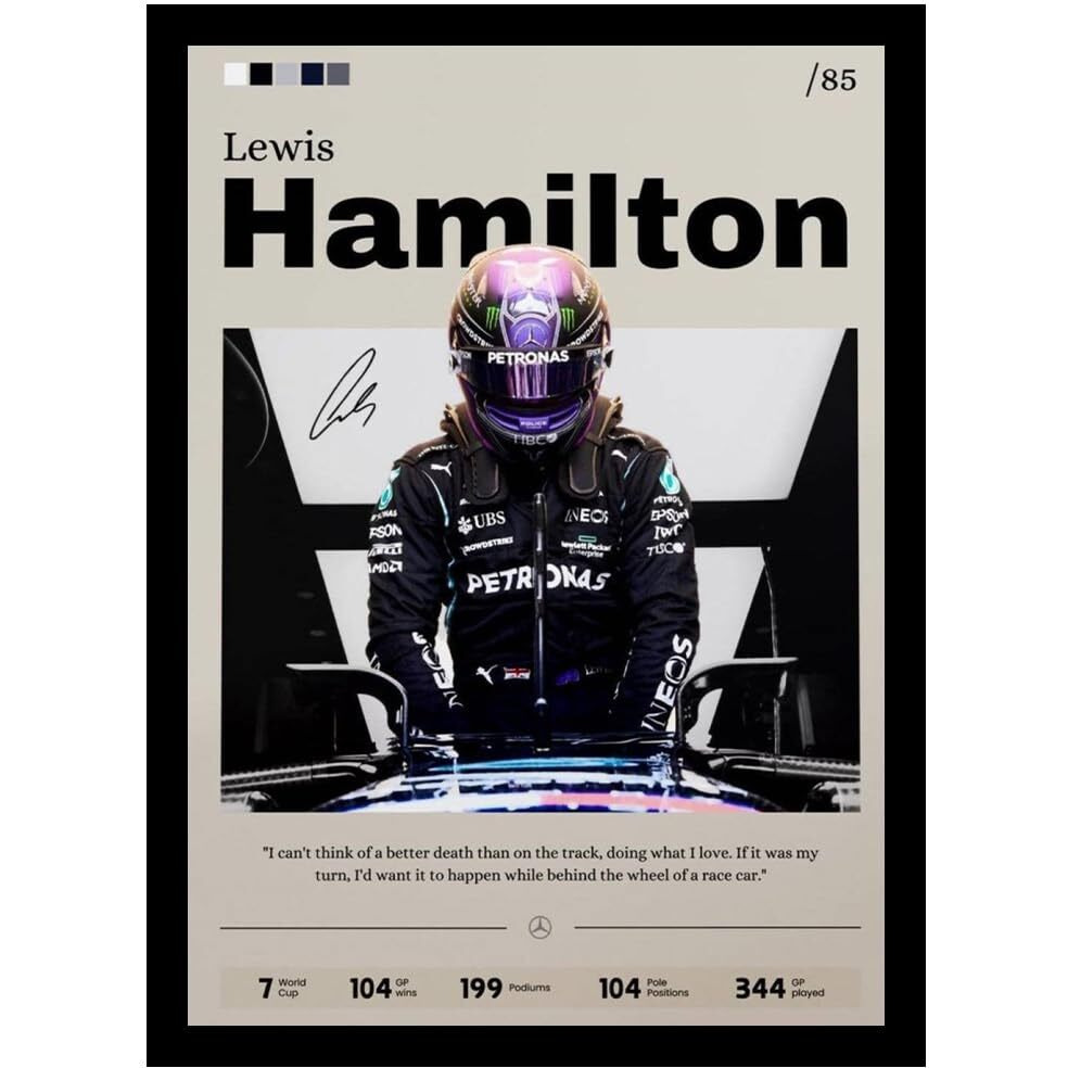 Blinkart Lewis Hamilton F1 Racing Tennis Player Synthetic Wood Photo Framed Wall Hanging Poster For Room & Office Bedroom Living Boys And Girl Room Home Wall Hanging(13 * 10 Inches)