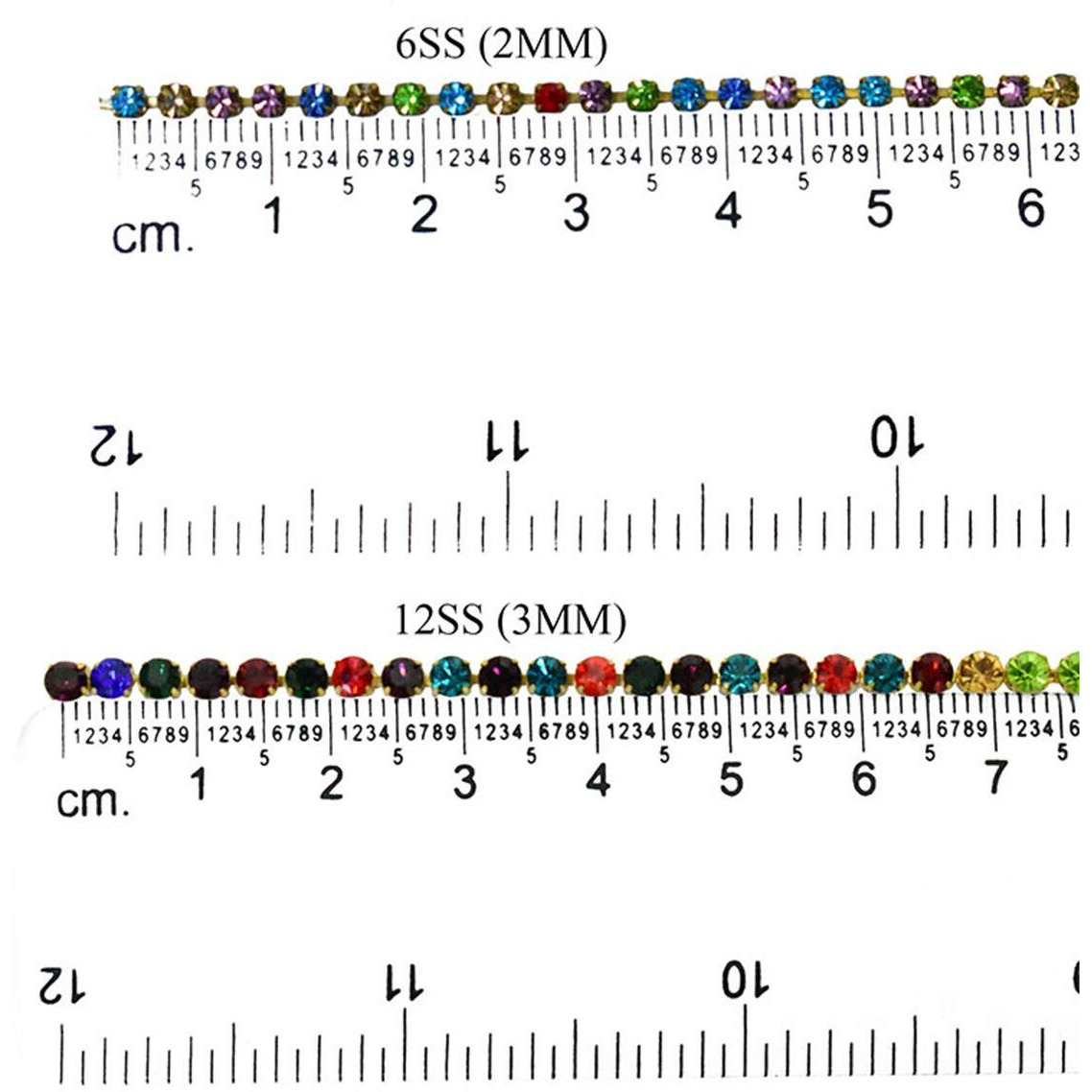 Embroiderymaterial 2Mm (6Ss) Rhinestones Cup Chain For Craft, Embroidery And Jewellery Making (5 Mtr, Multicolor)