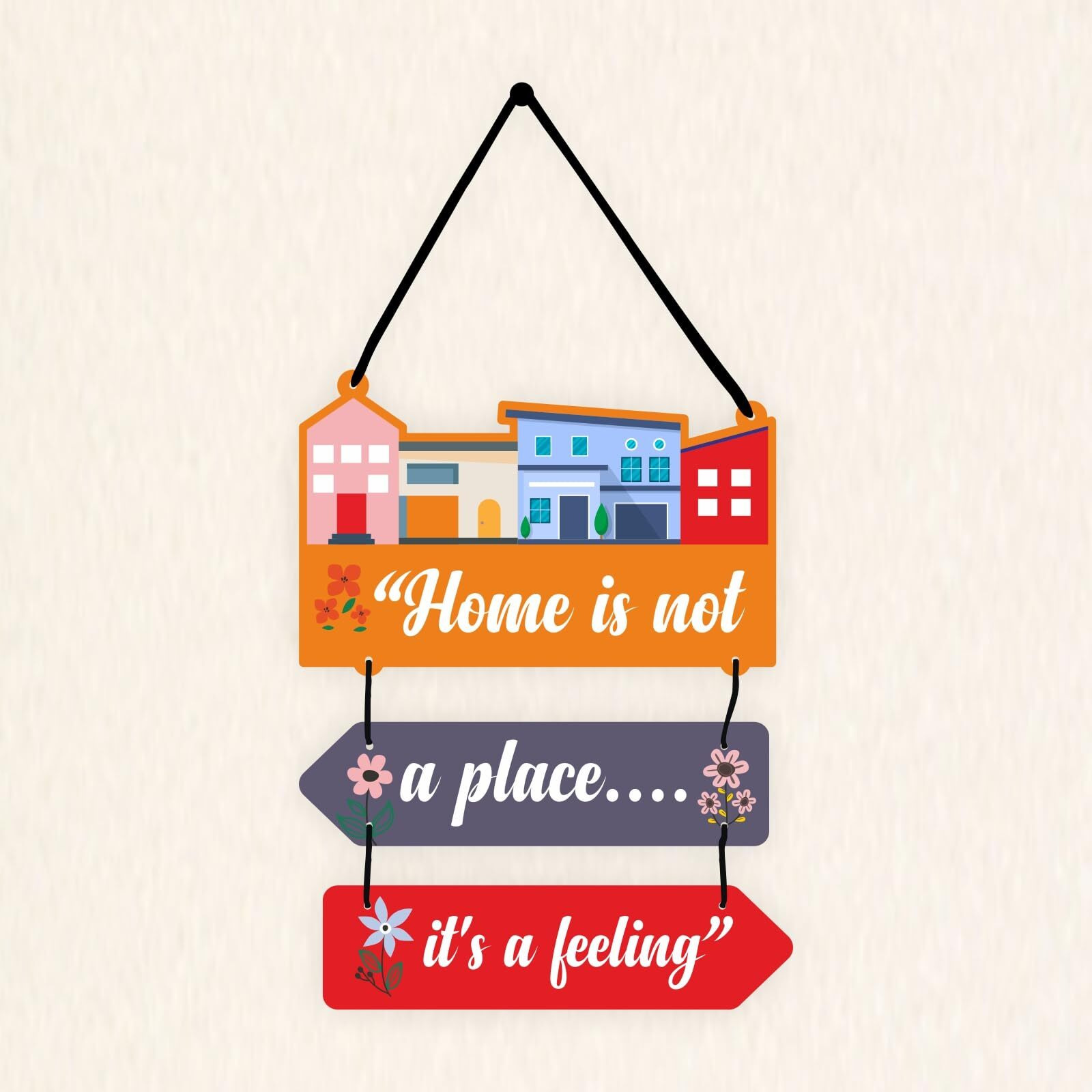 Cvanu Home Is Not A Place It's A Feeling Quote Printed On Wooden Wall Hanging Board For Wall Decoration (16Inchx12Inch)_W135