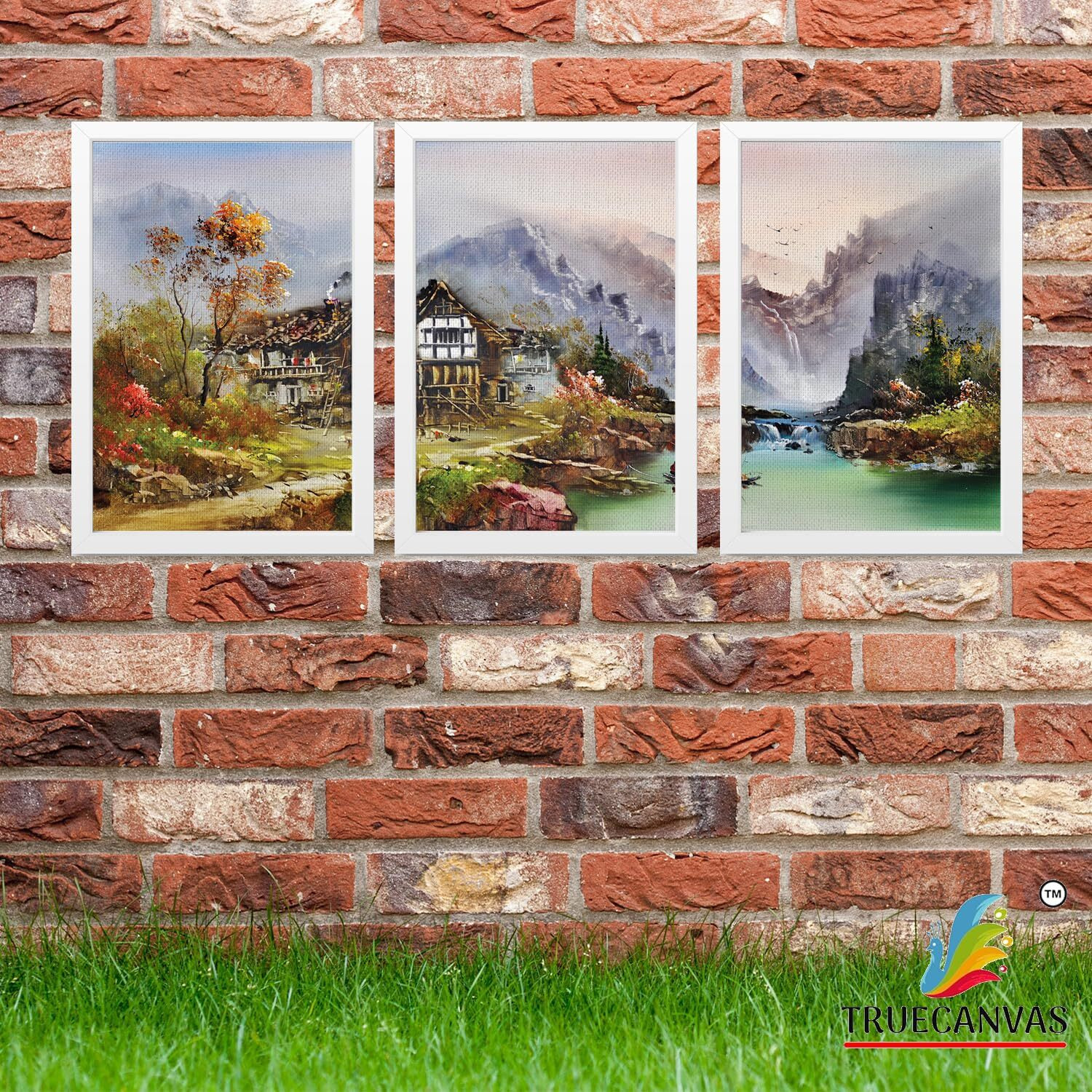 Truecanvas Abstract Canvas Painting Set Of 3 Wall Hanging Frame For Home, Living Room Gallery & Office, White, Size 13.50 X 19.50 Inch, Sf250
