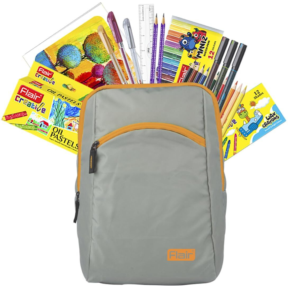 Flair Creative Series Art Club Combination Smart Kit | With Free Zipper Bag | Non-Toxic & Safe For Childrens | A Complete Coloring Kit | 12 Products & 17 Units, Body Color Of Bag May Vary
