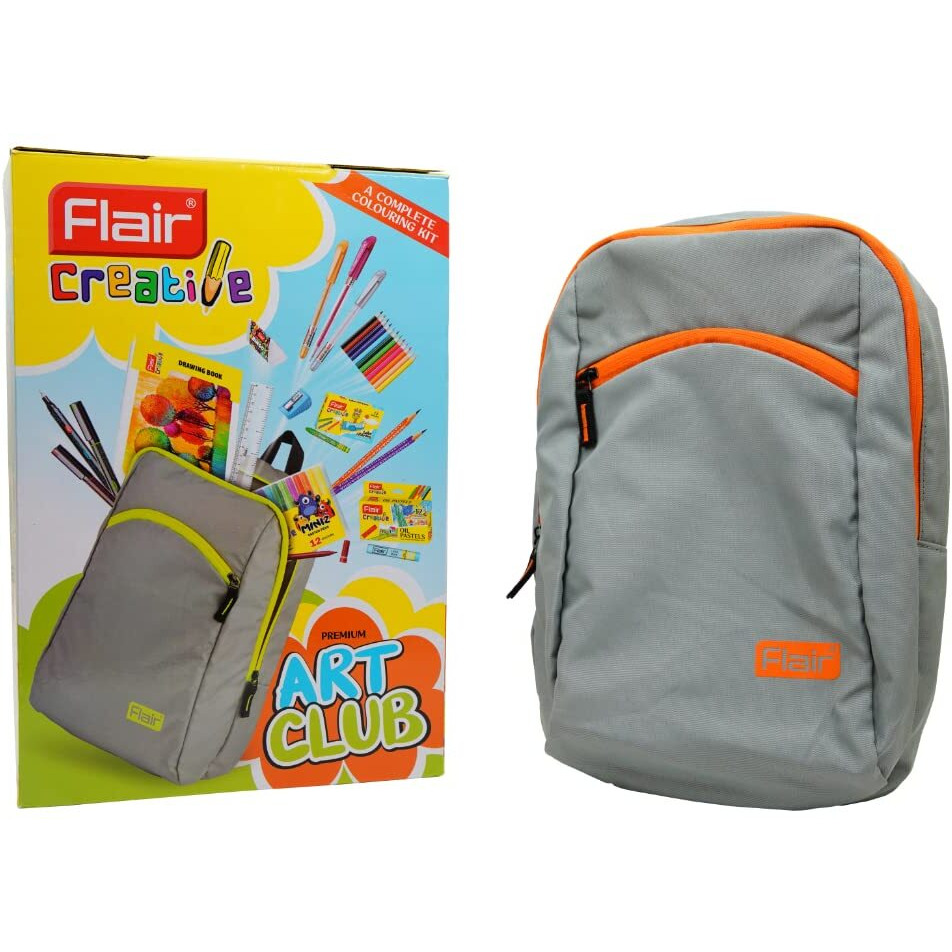 Flair Creative Series Art Club Combination Smart Kit | With Free Zipper Bag | Non-Toxic & Safe For Childrens | A Complete Coloring Kit | 12 Products & 17 Units, Body Color Of Bag May Vary