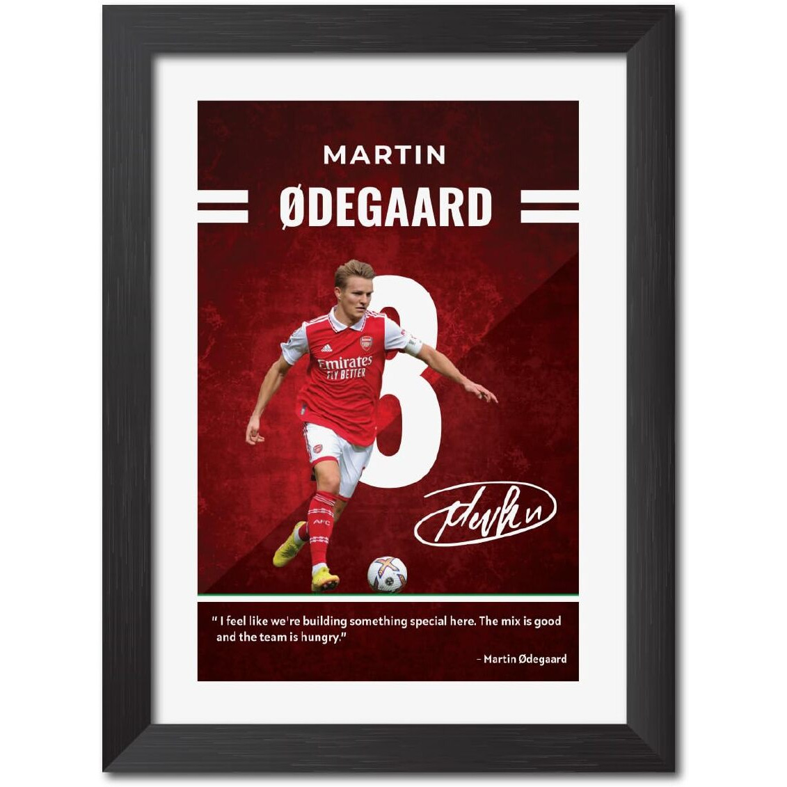 Tenorarts Martin Odegaard Poster Arsenal Laminated Photo Framed Painting With Matt Finish Black Textures (12 Inches X 9Inches)