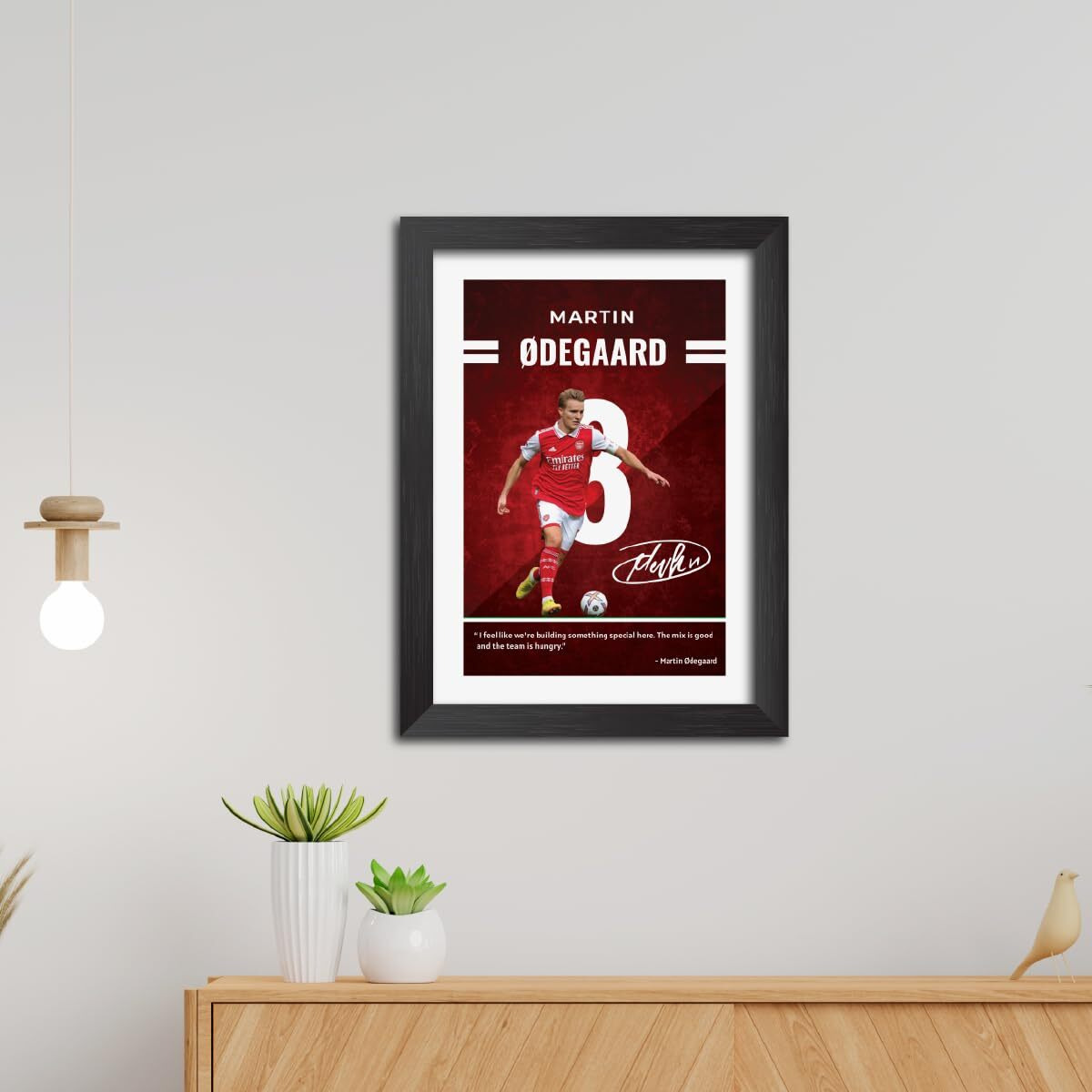 Tenorarts Martin Odegaard Poster Arsenal Laminated Photo Framed Painting With Matt Finish Black Textures (12 Inches X 9Inches)