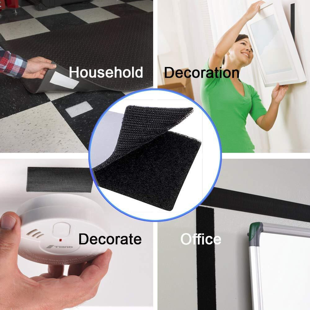 Mgnlr Hook Loop Strips Reclosable - Strong Back Adhesive Fasten For Home, Office Use - Instead Of Holes And Screws | Double Side Mounting Tape Industrial Strength Interlocking Tape (10 Pcs)