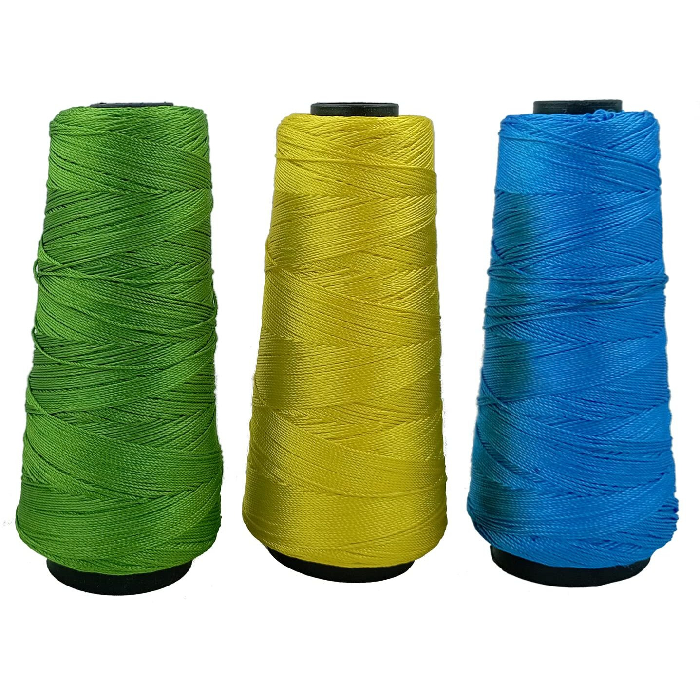 Aakriti Polyester Thread Yarn (3 Cones) - Embroidery, Crochet, Knitting, Jewellery Making Thread [Colors Parrot Green, Yellowish-Green, Turquoise]