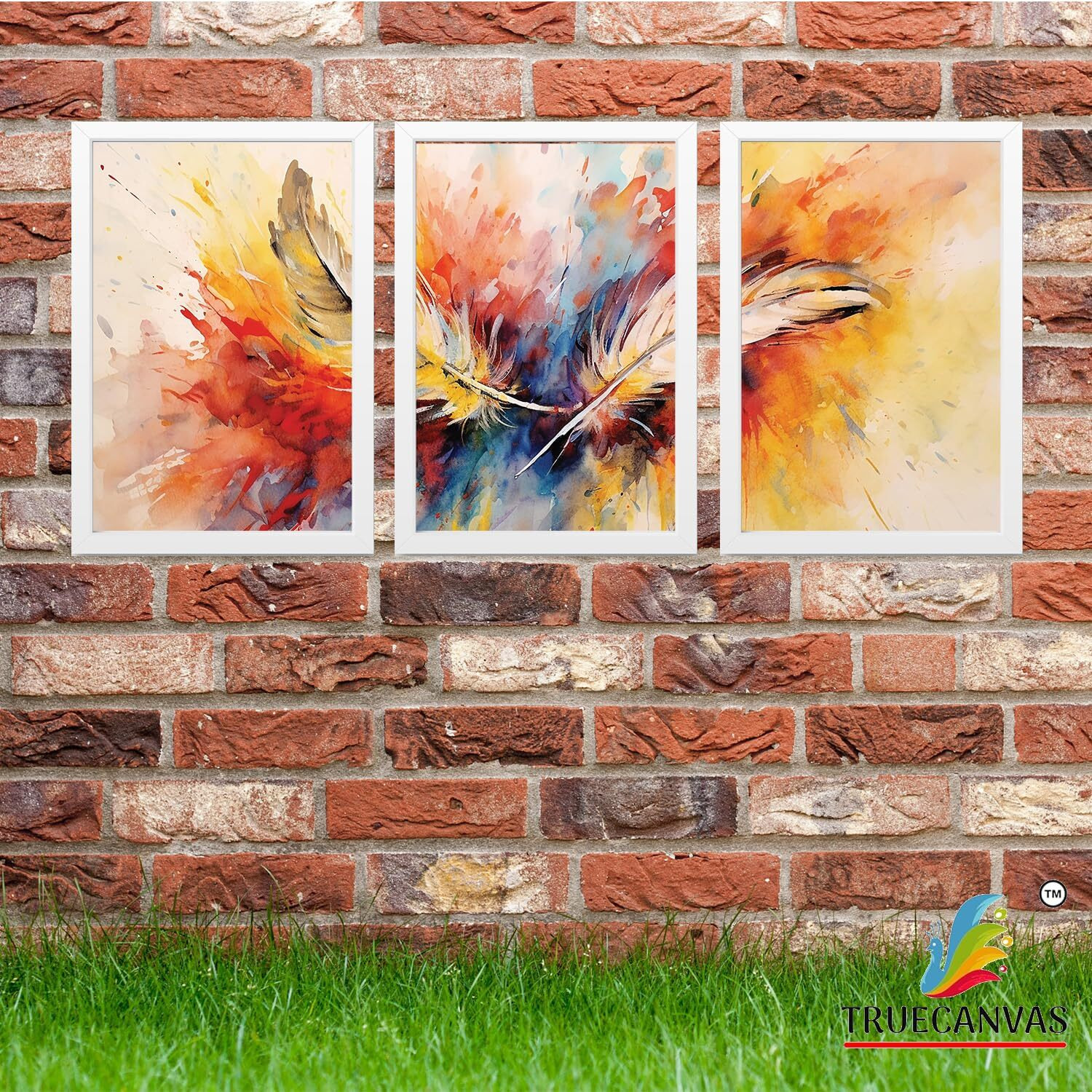Truecanvas Abstract Hd Print Painting Set Of 3 With Frame For Home, Living Room Gallery & Office, White, Size - 13.50 X 19.50 Inch, Sf215